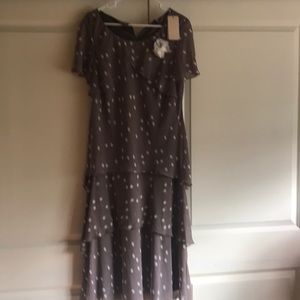 Silk beige color dress /white dots